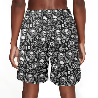 Men's Flying Skulls Mesh Shorts Sea Life Swim Trunks - DeRose Seasonal