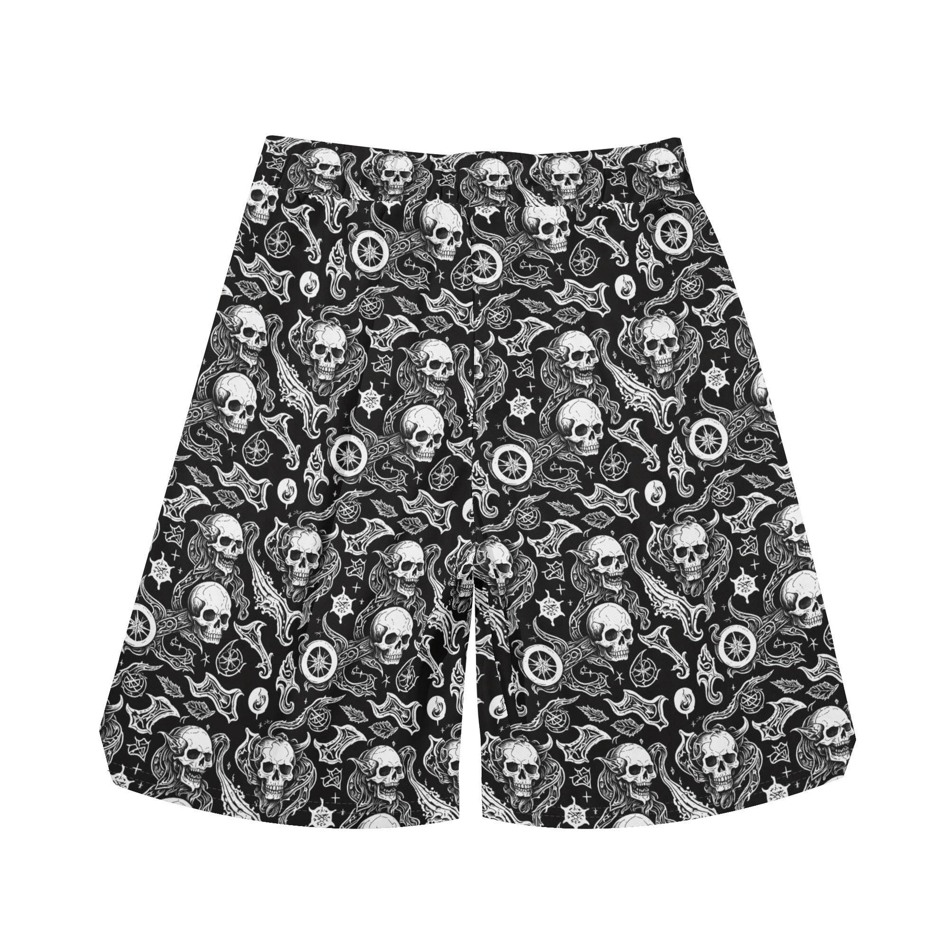 Men's Flying Skulls Mesh Shorts Sea Life Swim Trunks - DeRose Seasonal