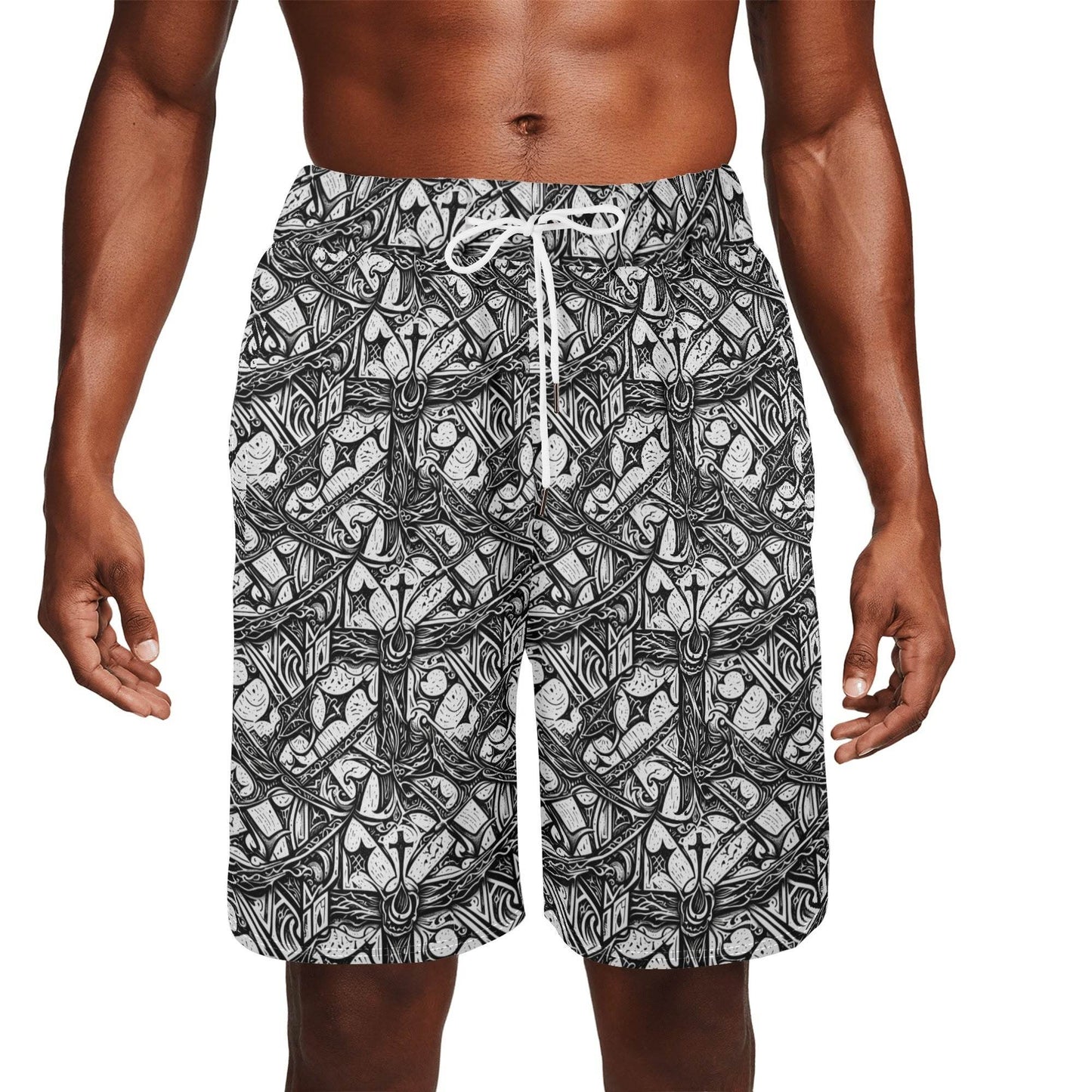 Men's Hidden Cross Mesh Shorts Sea Life Swim Trunks - DeRose Seasonal