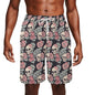 Men's Skull and Pink Rose Mesh Shorts Sea Life Swim Trunks - DeRose Seasonal