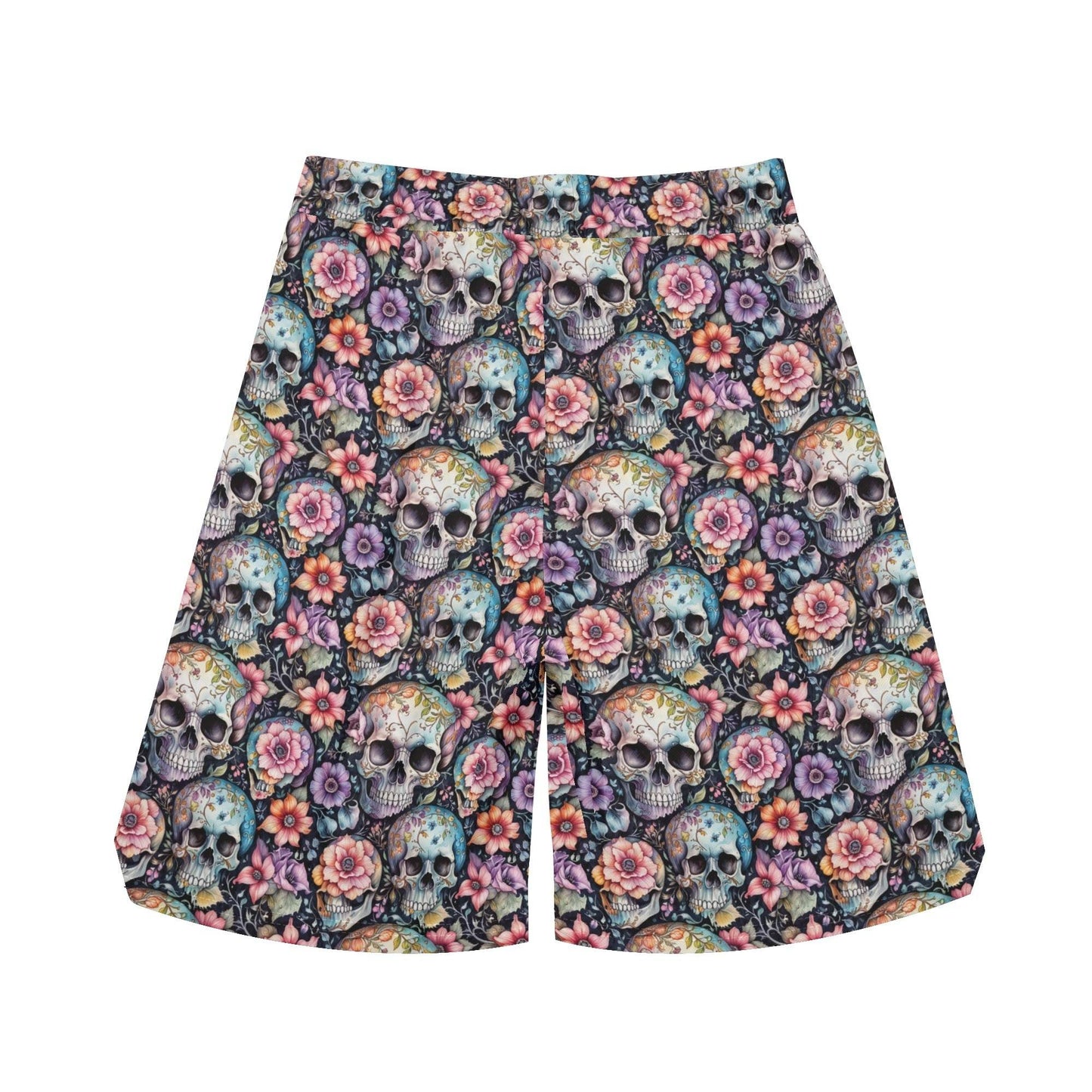 Men's pastel Floral and Skulls Mesh Shorts Sea Life Swim Trunks - DeRose Seasonal