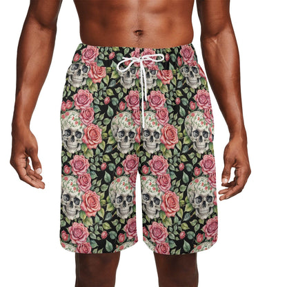 Men's Pink Skulls Mesh Shorts Sea Life Swim Trunks - DeRose Seasonal