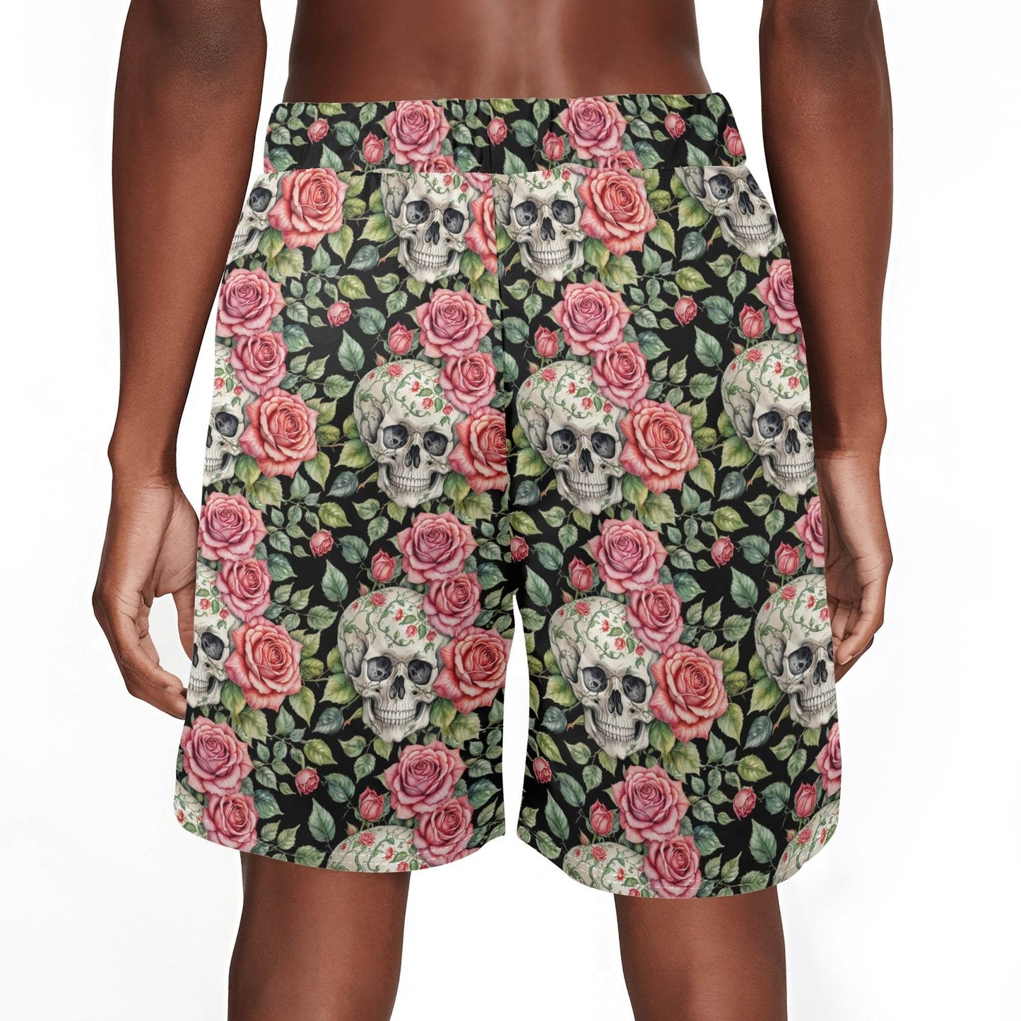 Men's Pink Skulls Mesh Shorts Sea Life Swim Trunks - DeRose Seasonal