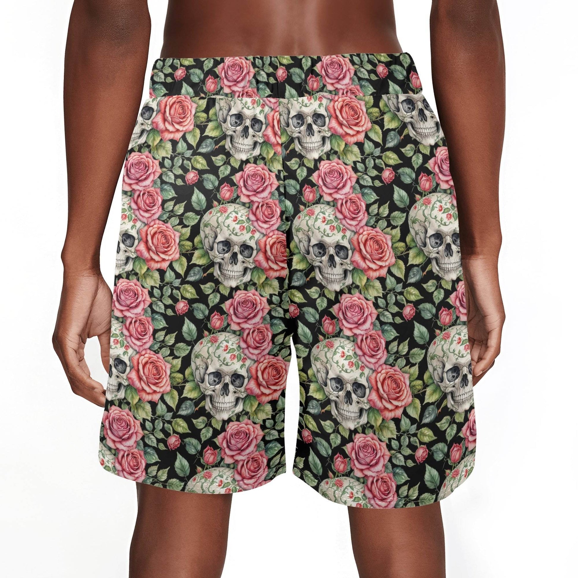 Men's Pink Skulls Mesh Shorts Sea Life Swim Trunks - DeRose Seasonal