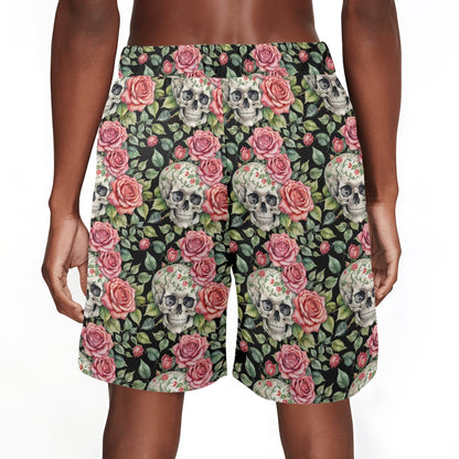Men's Pink Skulls Mesh Shorts Sea Life Swim Trunks - DeRose Seasonal