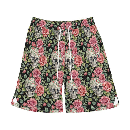 Men's Pink Skulls Mesh Shorts Sea Life Swim Trunks - DeRose Seasonal