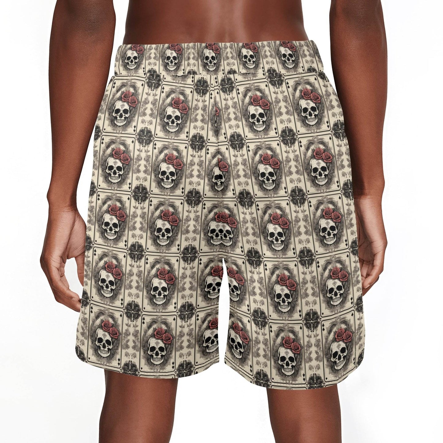Men's Skull of Spades Mesh Shorts Sea Life Swim Trunks - DeRose Seasonal