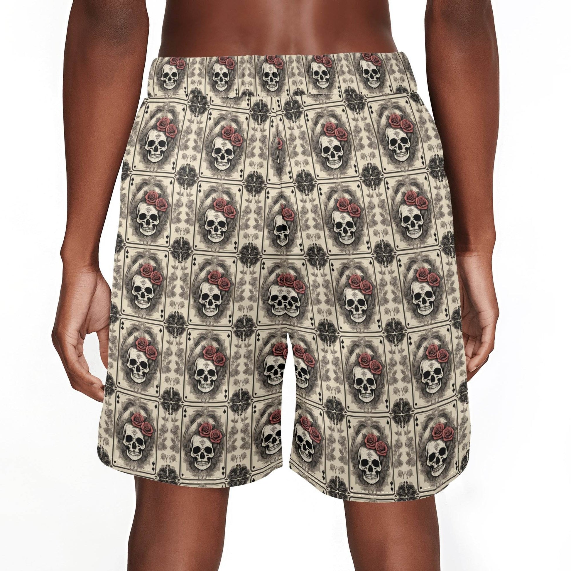 Men's Skull of Spades Mesh Shorts Sea Life Swim Trunks - DeRose Seasonal