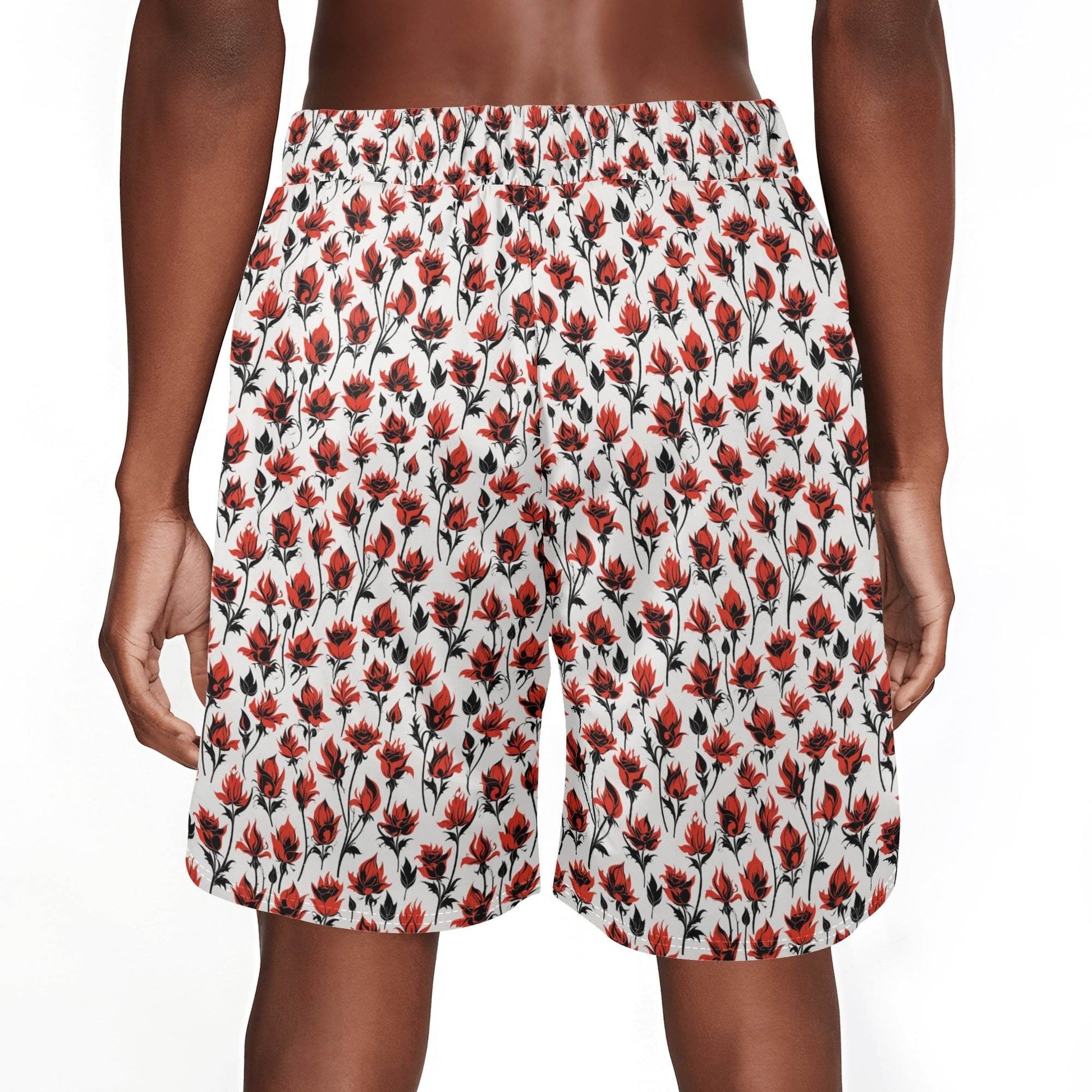 Men's Floral Fire Mesh Shorts Sea Life Swim Trunks - DeRose Seasonal