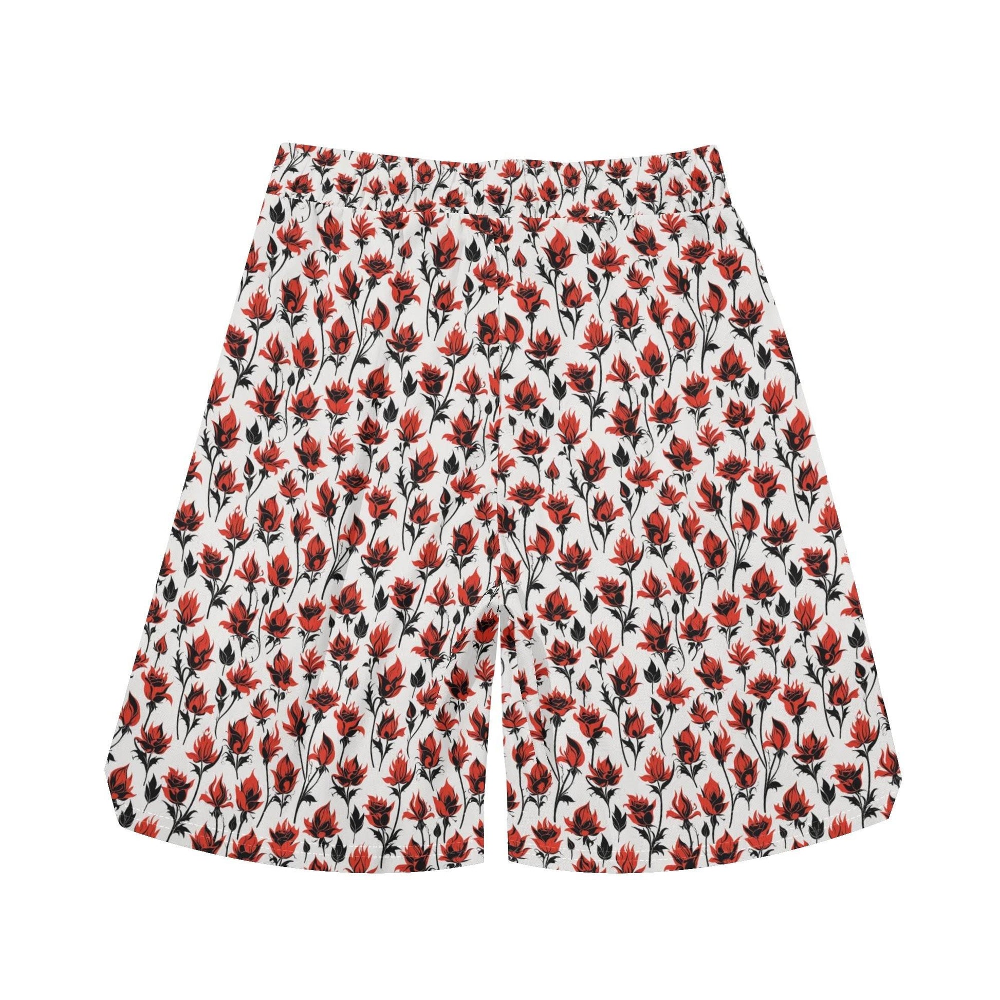 Men's Floral Fire Mesh Shorts Sea Life Swim Trunks - DeRose Seasonal