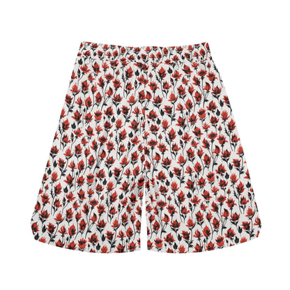 Men's Floral Fire Mesh Shorts Sea Life Swim Trunks - DeRose Seasonal