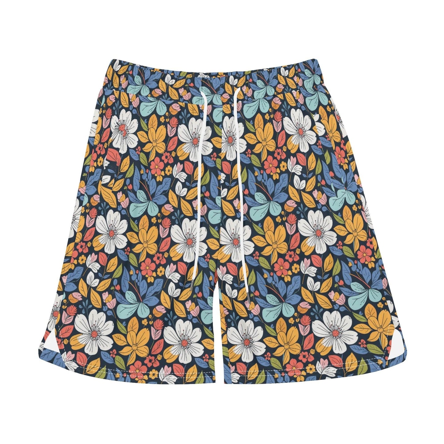Men's Bright Flowers Mesh Shorts Sea Life Swim Trunks - DeRose Seasonal