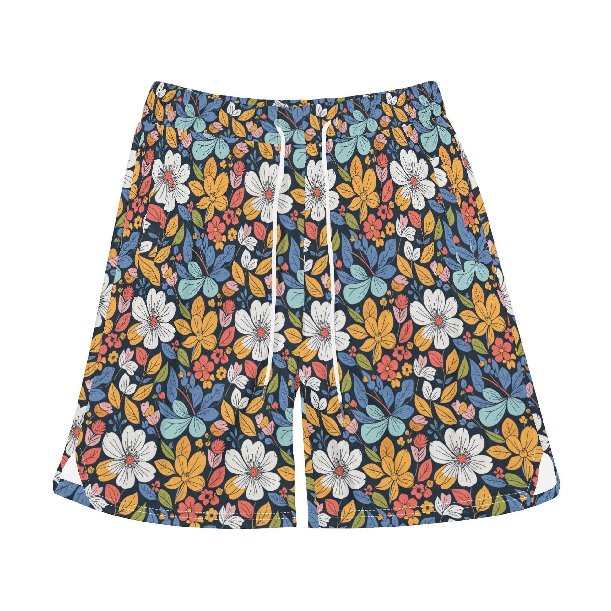 Men's Bright Flowers Mesh Shorts Sea Life Swim Trunks - DeRose Seasonal