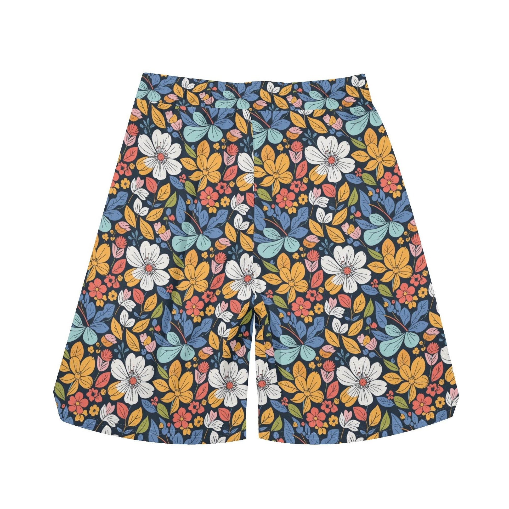 Men's Bright Flowers Mesh Shorts Sea Life Swim Trunks - DeRose Seasonal