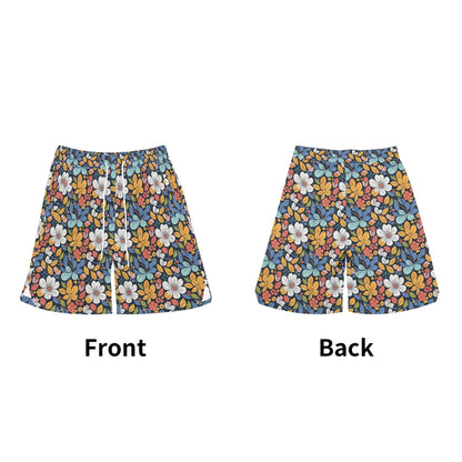 Men's Bright Flowers Mesh Shorts Sea Life Swim Trunks - DeRose Seasonal