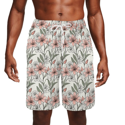 Men's Japan Floral Mesh Shorts Sea Life Swim Trunks - DeRose Seasonal