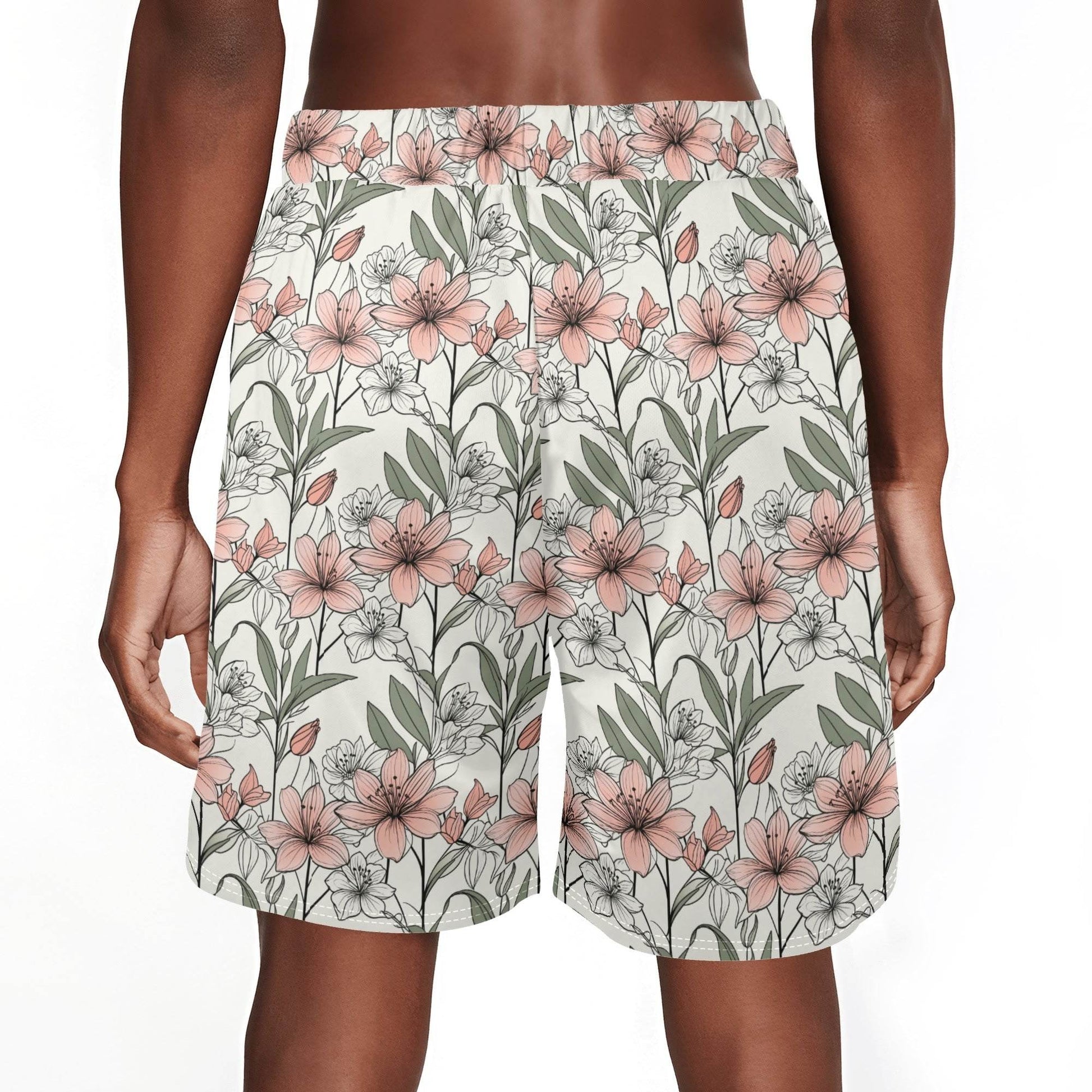 Men's Japan Floral Mesh Shorts Sea Life Swim Trunks - DeRose Seasonal