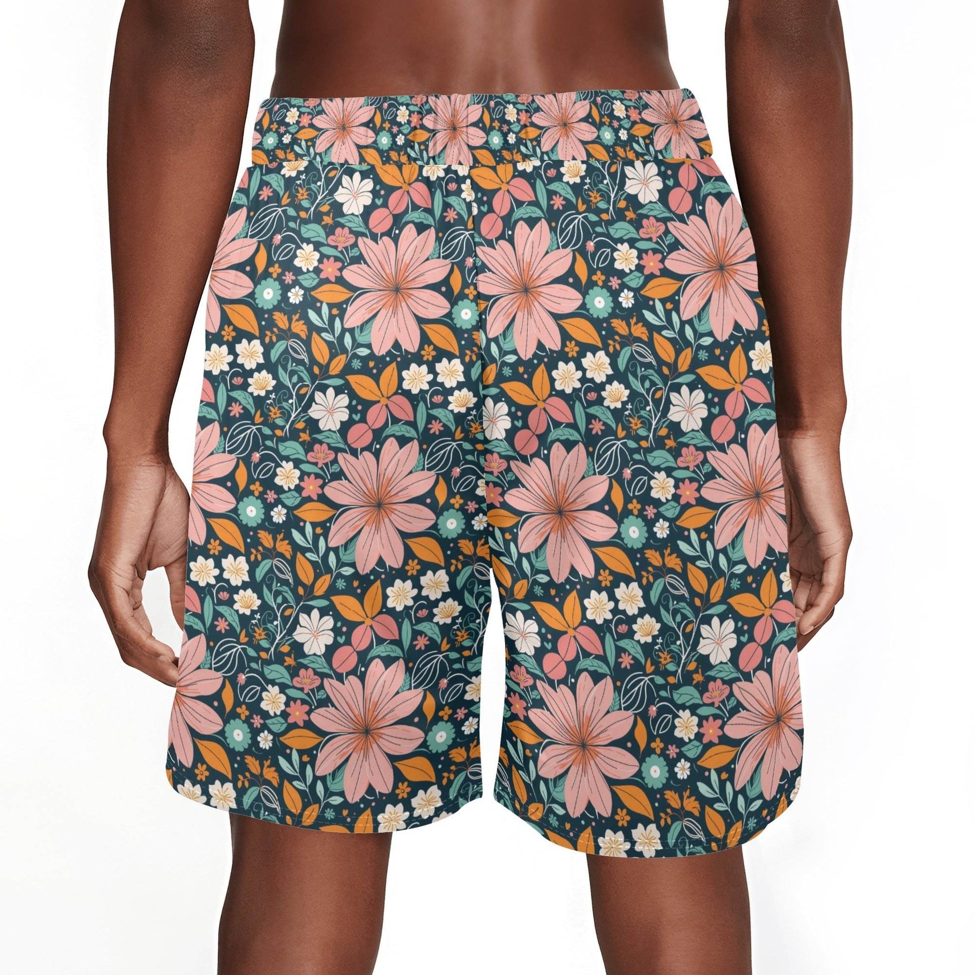 Men's Wild Flowers Mesh Shorts Sea Life Swim Trunks - DeRose Seasonal