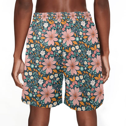 Men's Wild Flowers Mesh Shorts Sea Life Swim Trunks - DeRose Seasonal