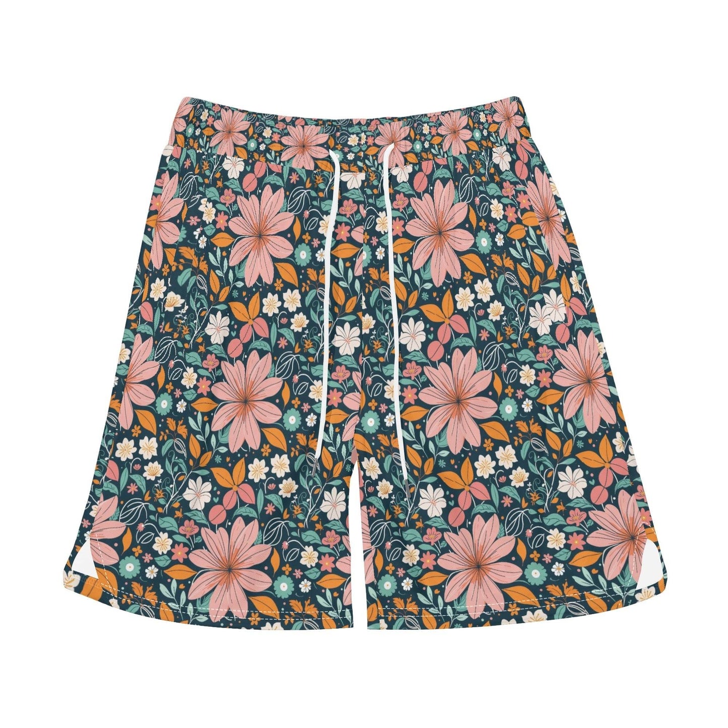 Men's Wild Flowers Mesh Shorts Sea Life Swim Trunks - DeRose Seasonal