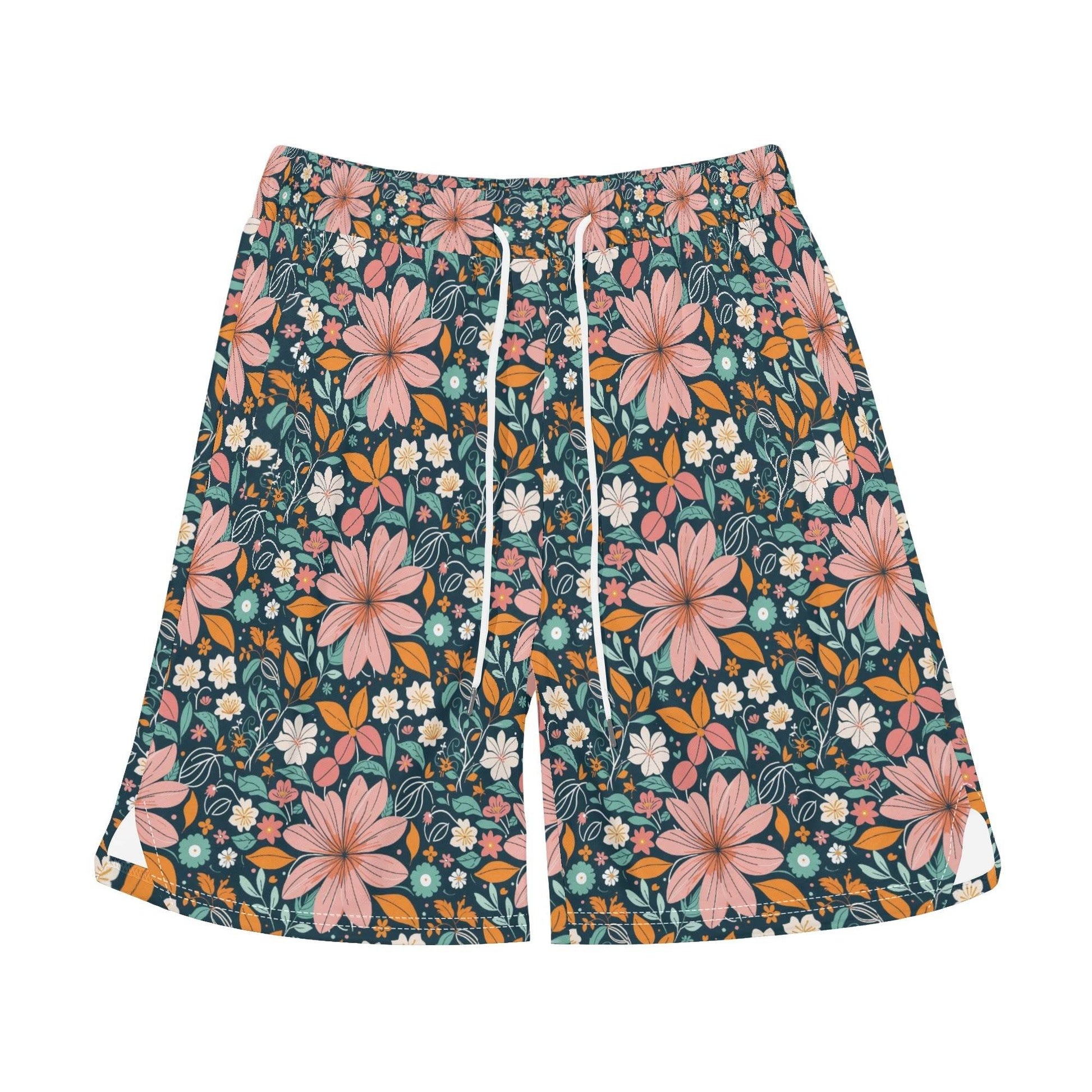 Men's Wild Flowers Mesh Shorts Sea Life Swim Trunks - DeRose Seasonal