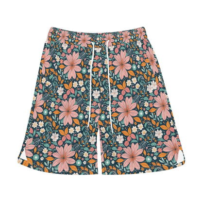 Men's Wild Flowers Mesh Shorts Sea Life Swim Trunks - DeRose Seasonal