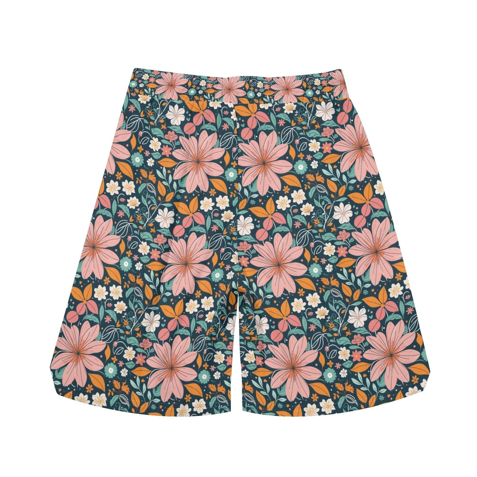 Men's Wild Flowers Mesh Shorts Sea Life Swim Trunks - DeRose Seasonal