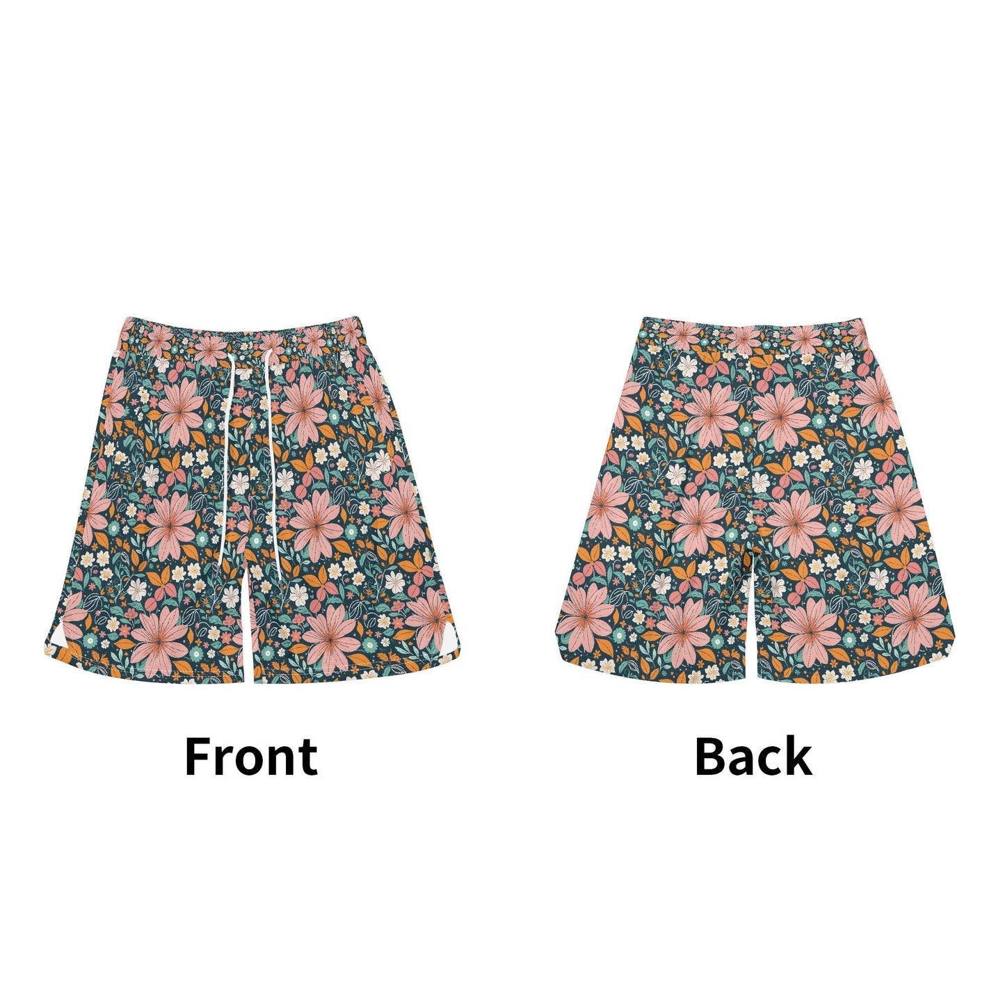Men's Wild Flowers Mesh Shorts Sea Life Swim Trunks - DeRose Seasonal