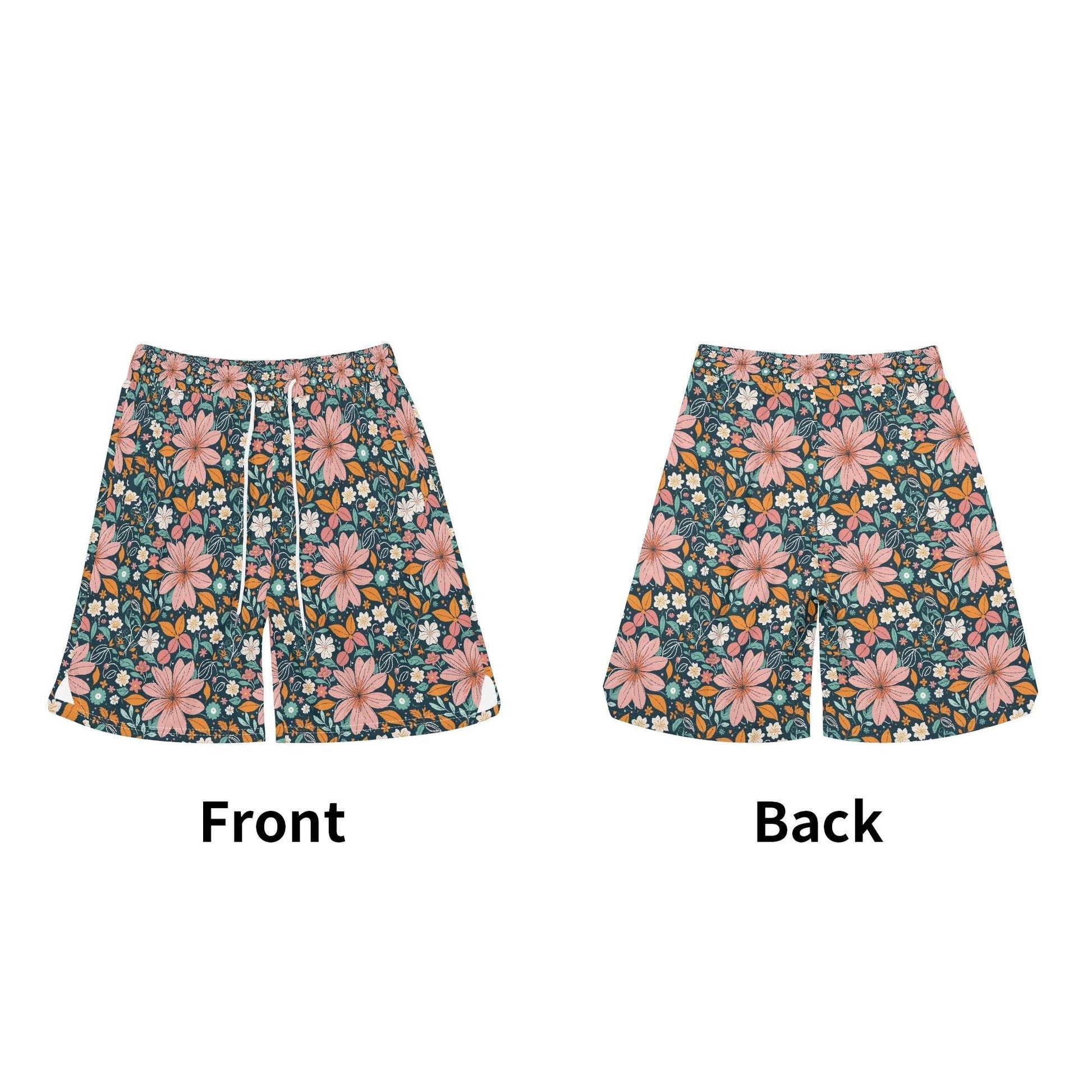 Men's Wild Flowers Mesh Shorts Sea Life Swim Trunks - DeRose Seasonal