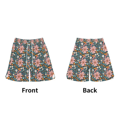 Men's Wild Flowers Mesh Shorts Sea Life Swim Trunks - DeRose Seasonal