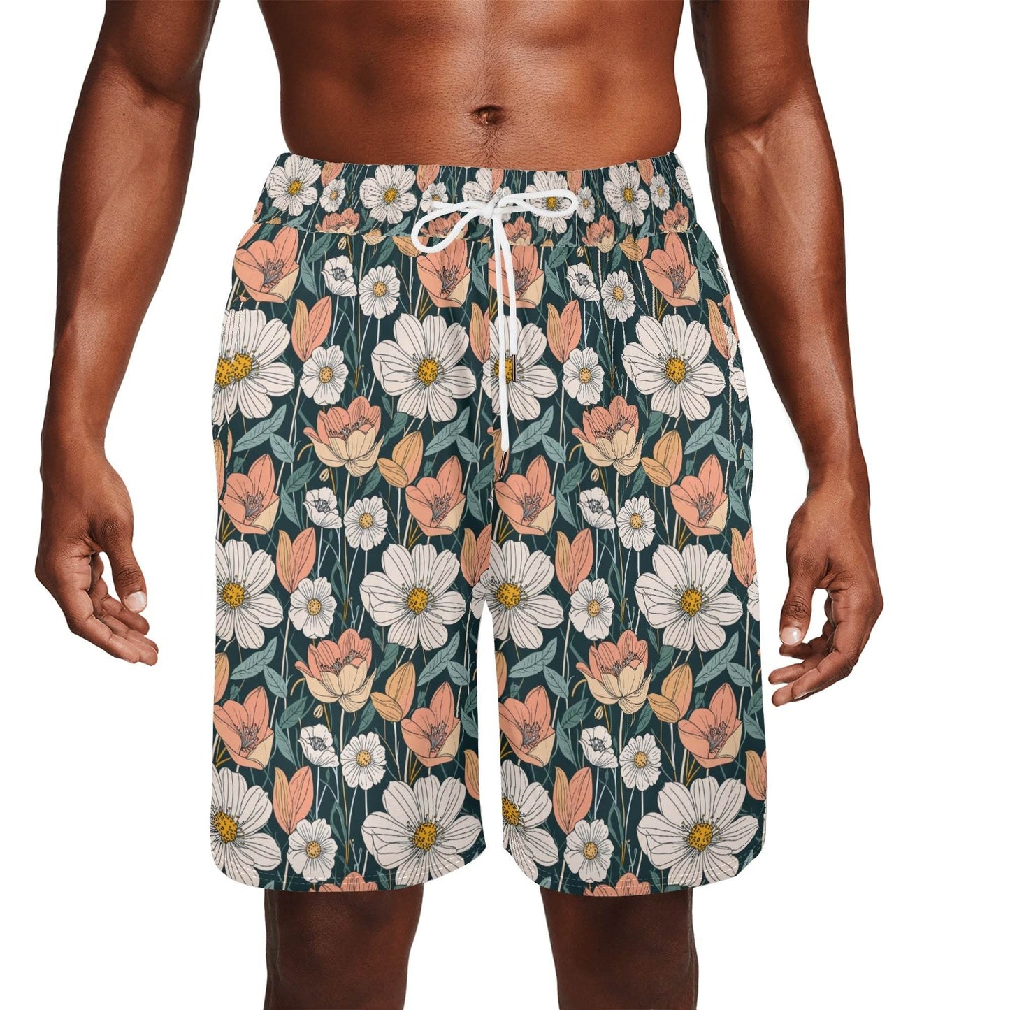 Men's Tulips and Daisy's Mesh Shorts Sea Life Swim Trunks - DeRose Seasonal