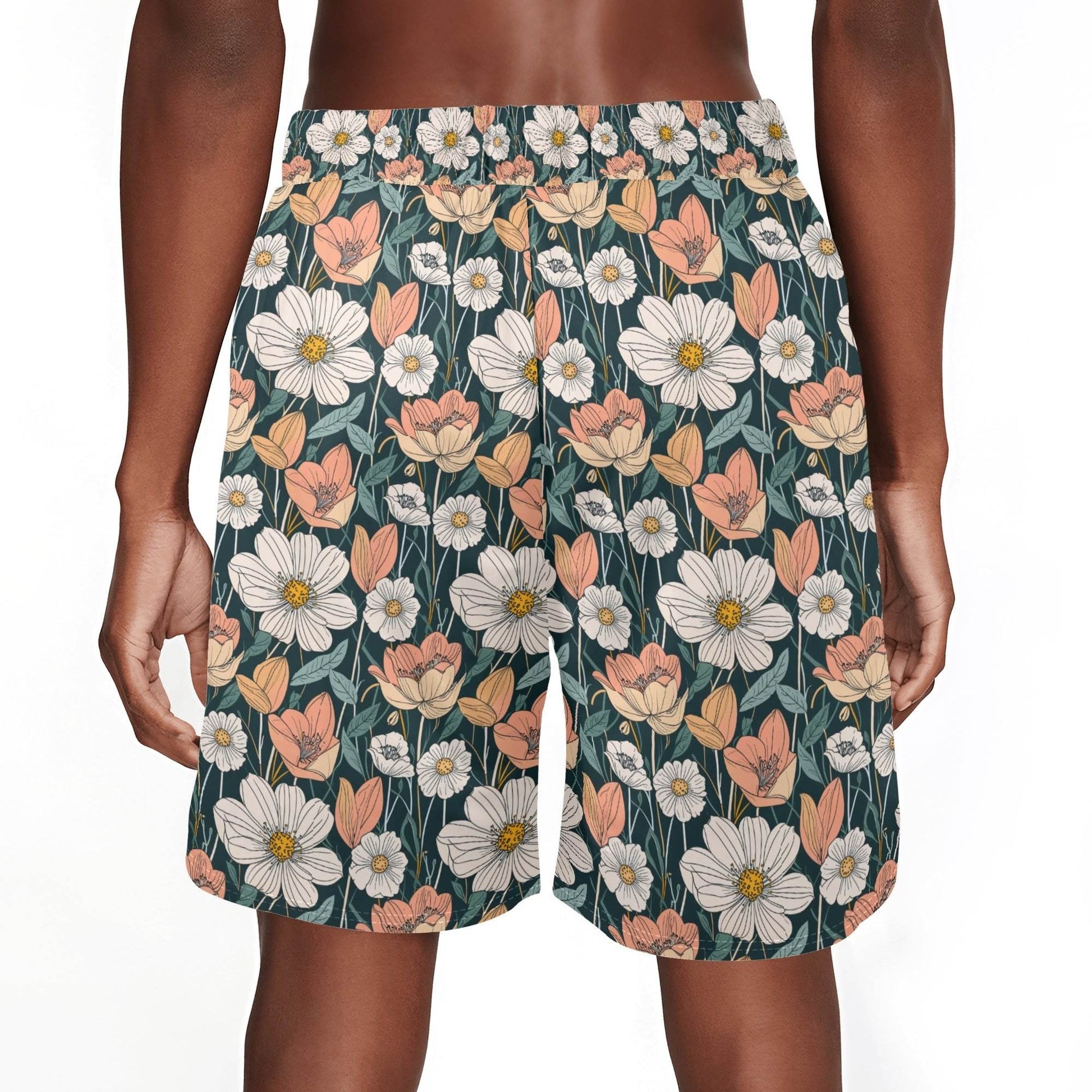 Men's Tulips and Daisy's Mesh Shorts Sea Life Swim Trunks - DeRose Seasonal