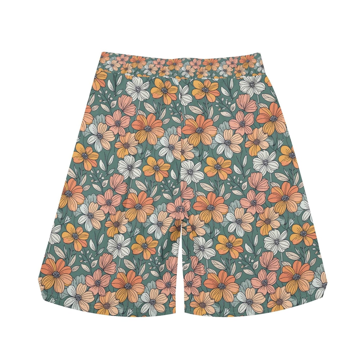 Men's Pastel Flowers Mesh Shorts Sea Life Swim Trunks - DeRose Seasonal