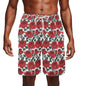 Men's Red Leafy Roses Mesh Shorts Sea Life Swim Trunks - DeRose Seasonal