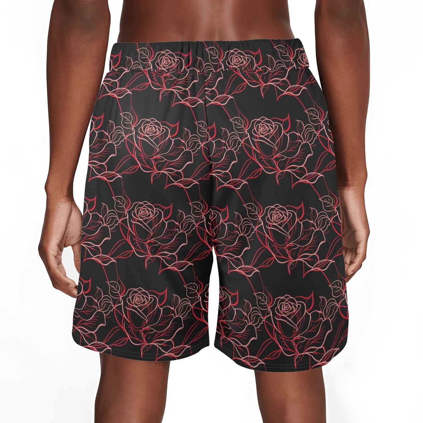Men's Red Light Rose Mesh Shorts Sea Life Swim Trunks - DeRose Seasonal