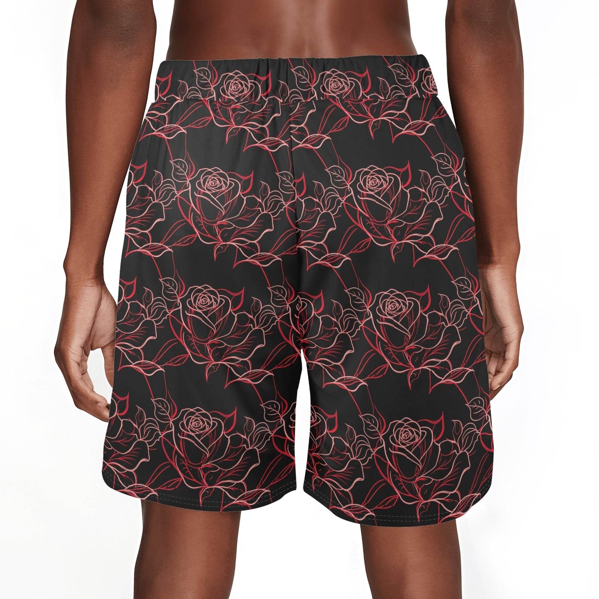 Men's Red Light Rose Mesh Shorts Sea Life Swim Trunks - DeRose Seasonal
