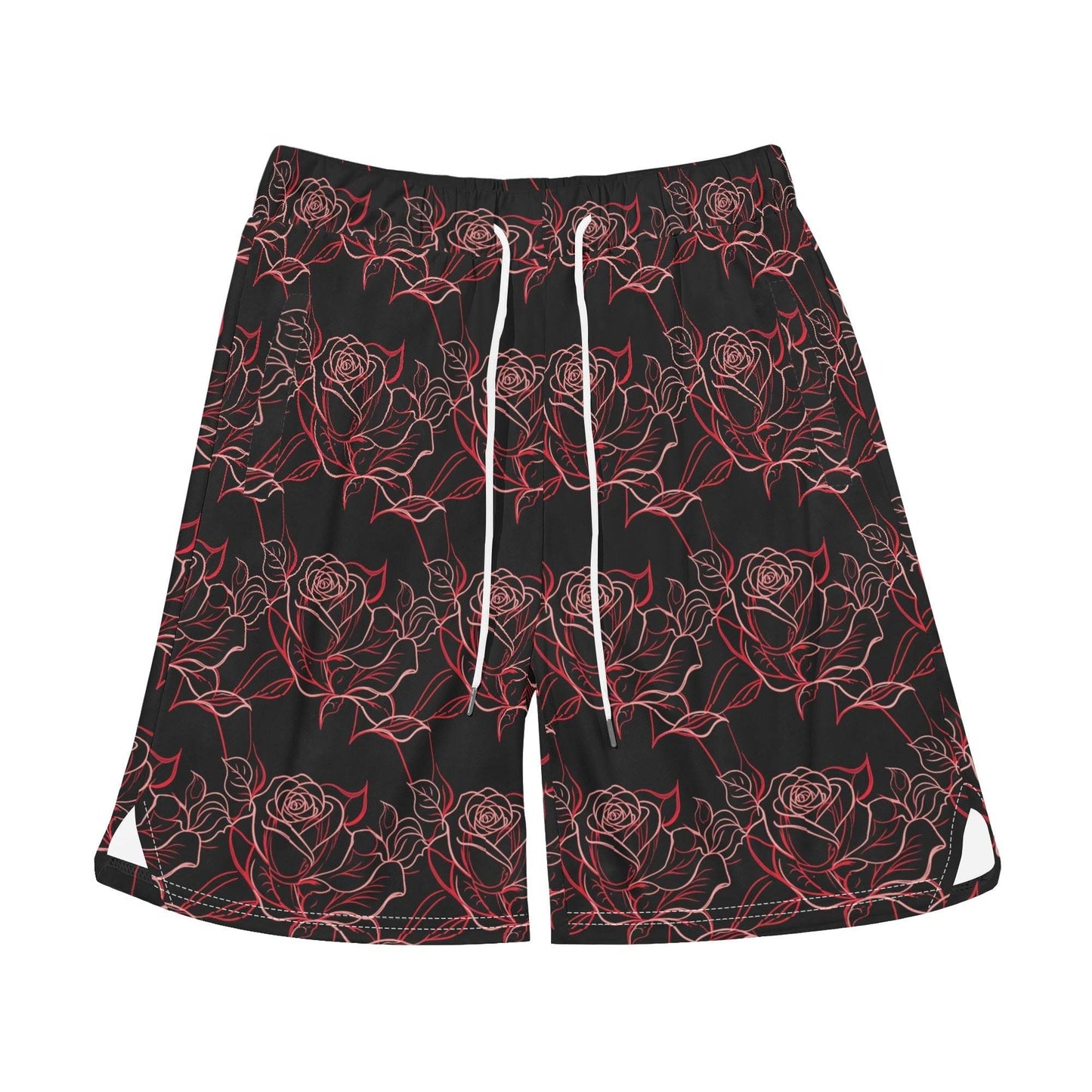 Men's Red Light Rose Mesh Shorts Sea Life Swim Trunks - DeRose Seasonal
