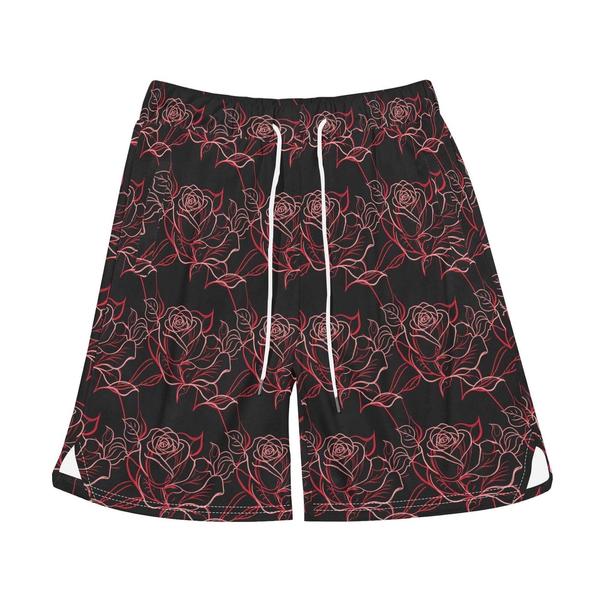 Men's Red Light Rose Mesh Shorts Sea Life Swim Trunks - DeRose Seasonal