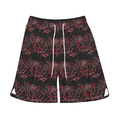Men's Red Light Rose Mesh Shorts Sea Life Swim Trunks - DeRose Seasonal