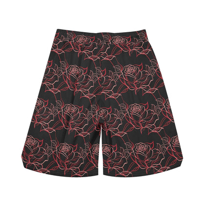 Men's Red Light Rose Mesh Shorts Sea Life Swim Trunks - DeRose Seasonal