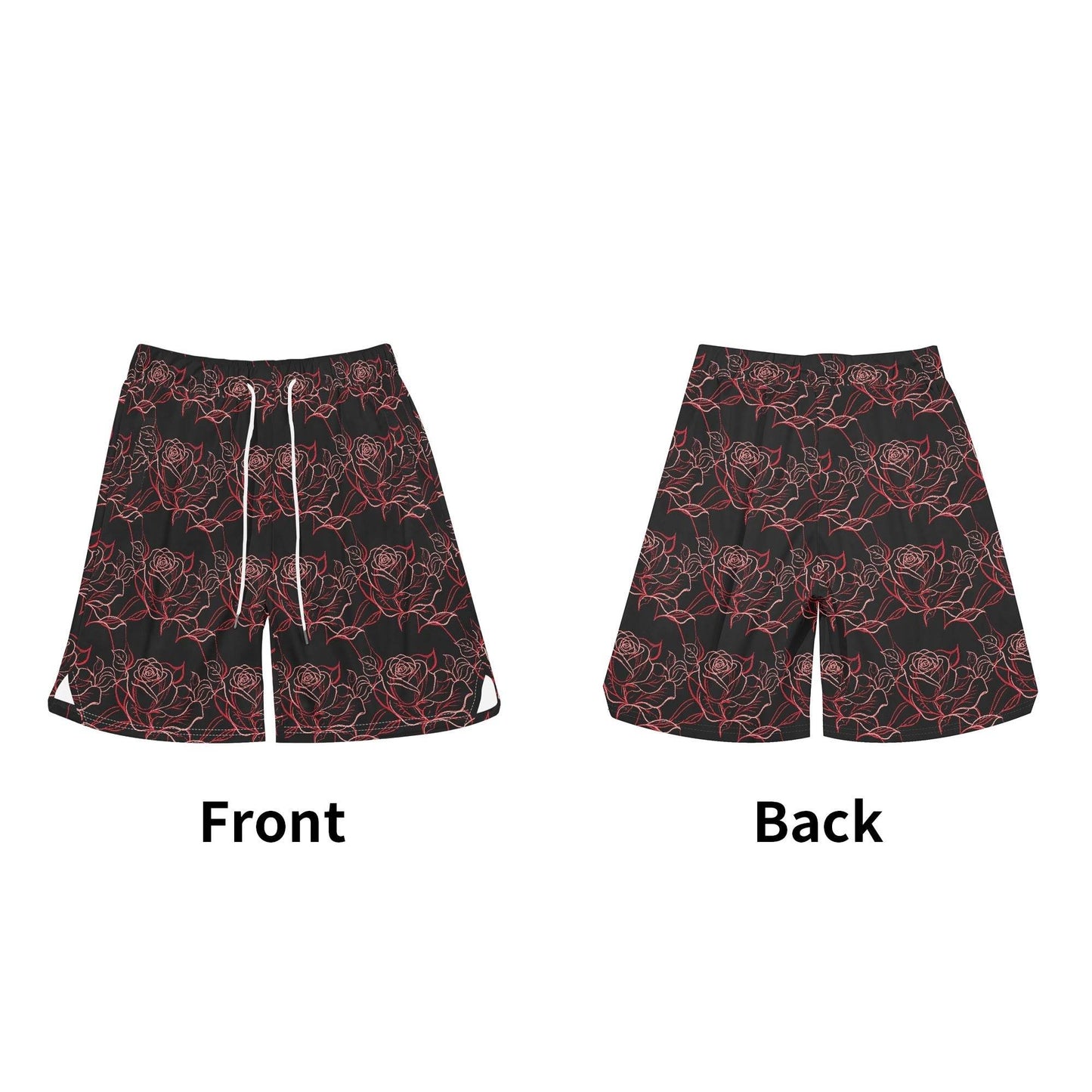 Men's Red Light Rose Mesh Shorts Sea Life Swim Trunks - DeRose Seasonal