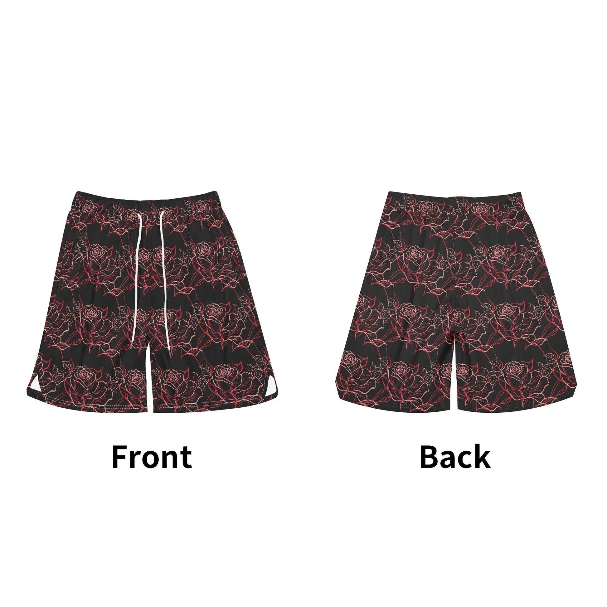 Men's Red Light Rose Mesh Shorts Sea Life Swim Trunks - DeRose Seasonal