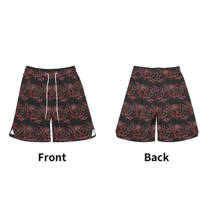 Men's Red Light Rose Mesh Shorts Sea Life Swim Trunks - DeRose Seasonal