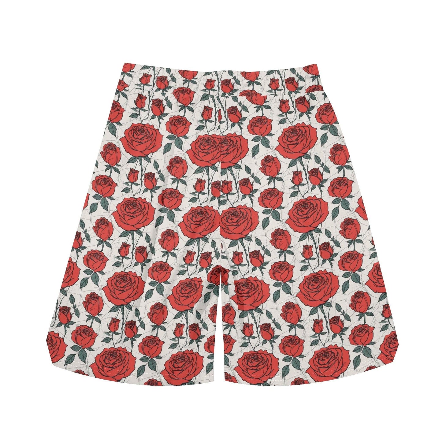 Men's Red Roses Mesh Shorts Sea Life Swim Trunks - DeRose Seasonal