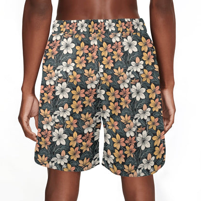 Men's Field of Flowers Mesh Shorts Sea Life Swim Trunks - DeRose Seasonal