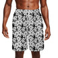 Men's Black and White Floral Mesh Shorts Sea Life Swim Trunks - DeRose Seasonal