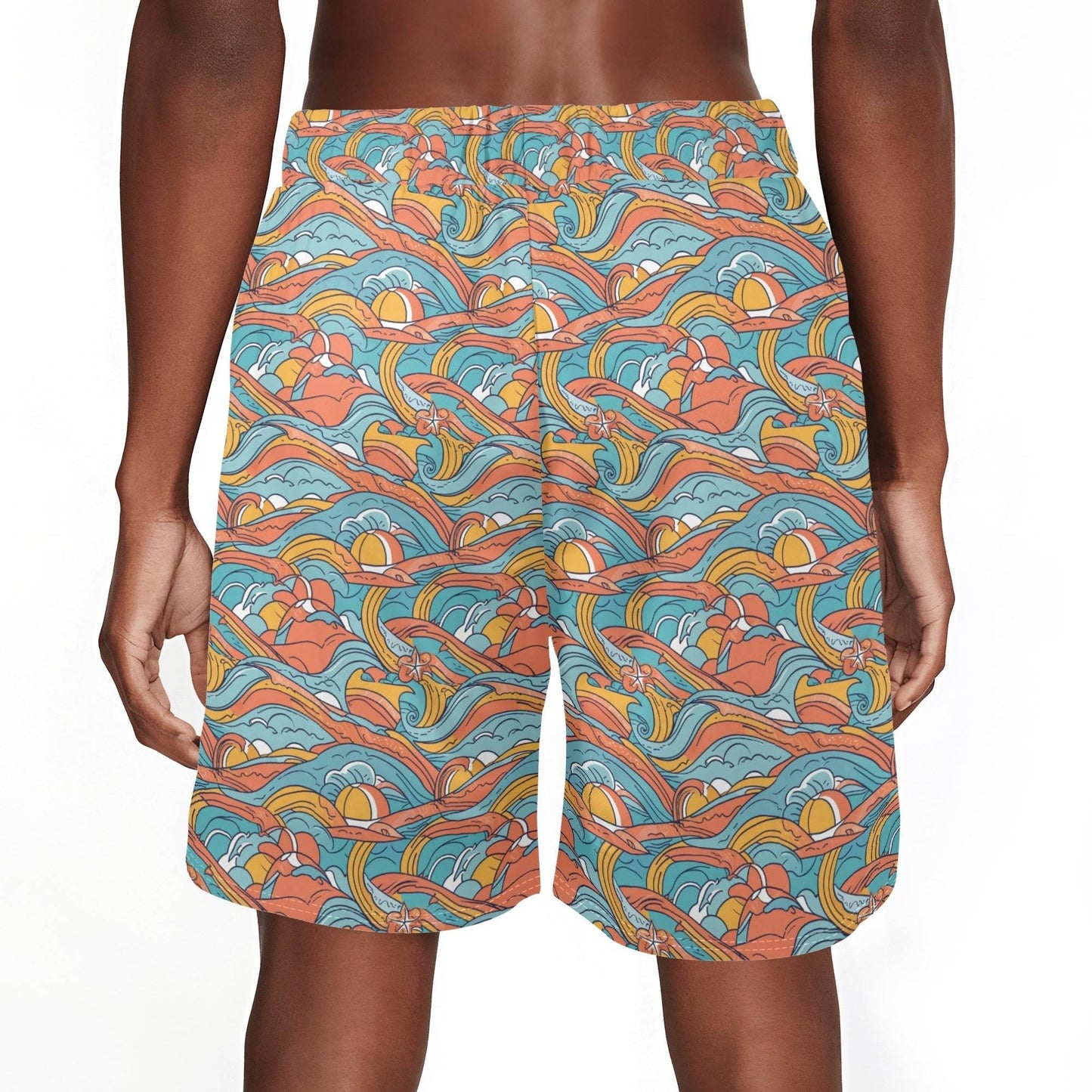 Men's Ocean Abstract Mesh Shorts Sea Life Swim Trunks - DeRose Seasonal