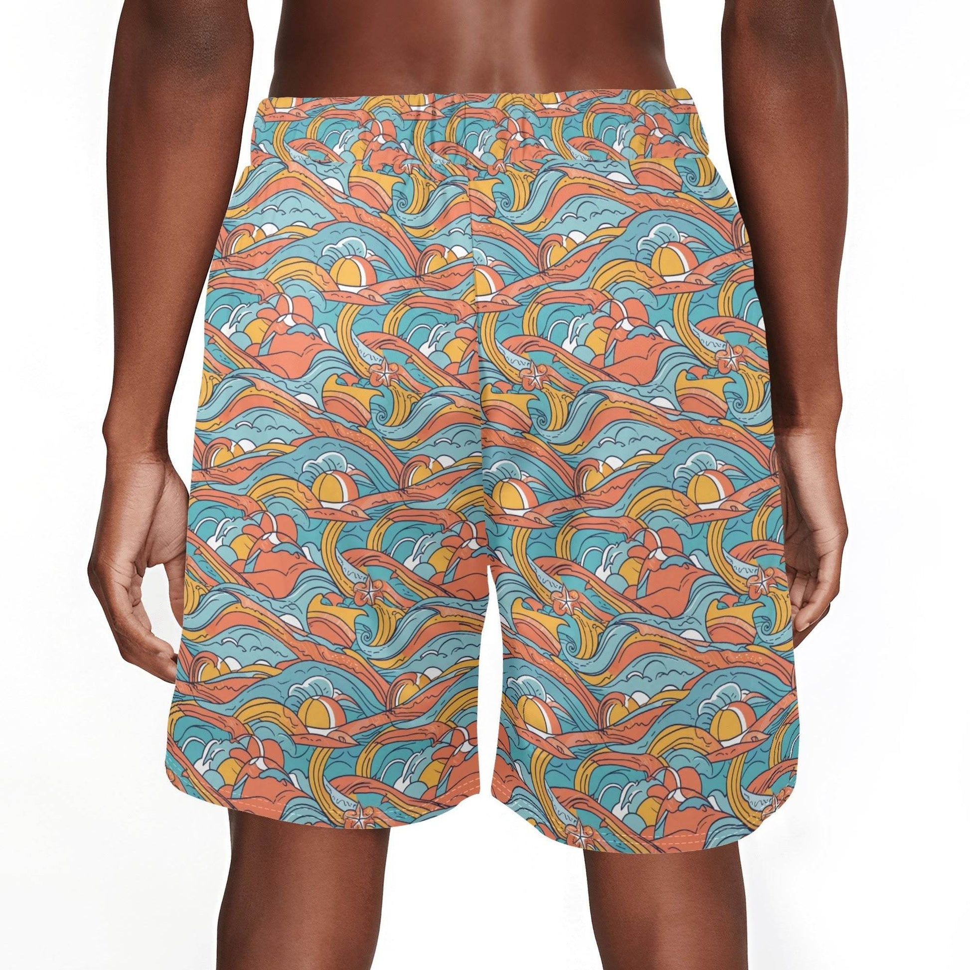 Men's Ocean Abstract Mesh Shorts Sea Life Swim Trunks - DeRose Seasonal
