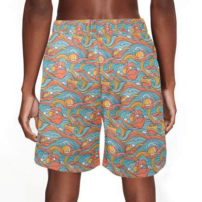 Men's Ocean Abstract Mesh Shorts Sea Life Swim Trunks - DeRose Seasonal