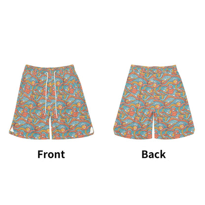 Men's Ocean Abstract Mesh Shorts Sea Life Swim Trunks - DeRose Seasonal